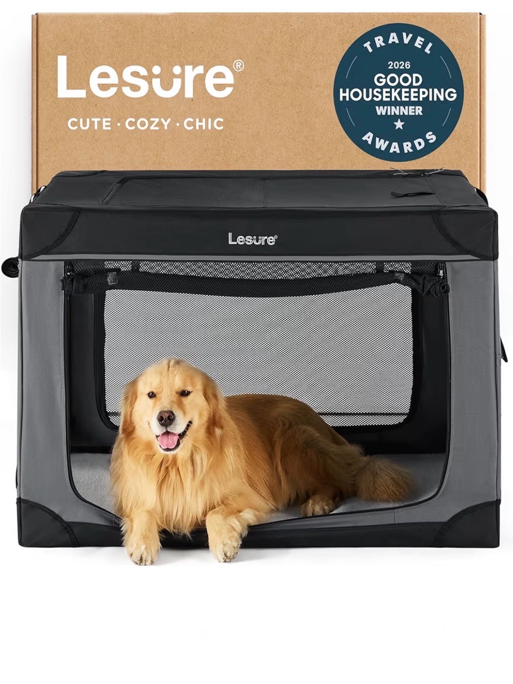 Black Lesure XL 42” Portable Foldable Soft Pet Crate Dog🐕Kennel Travel🧭Comfy